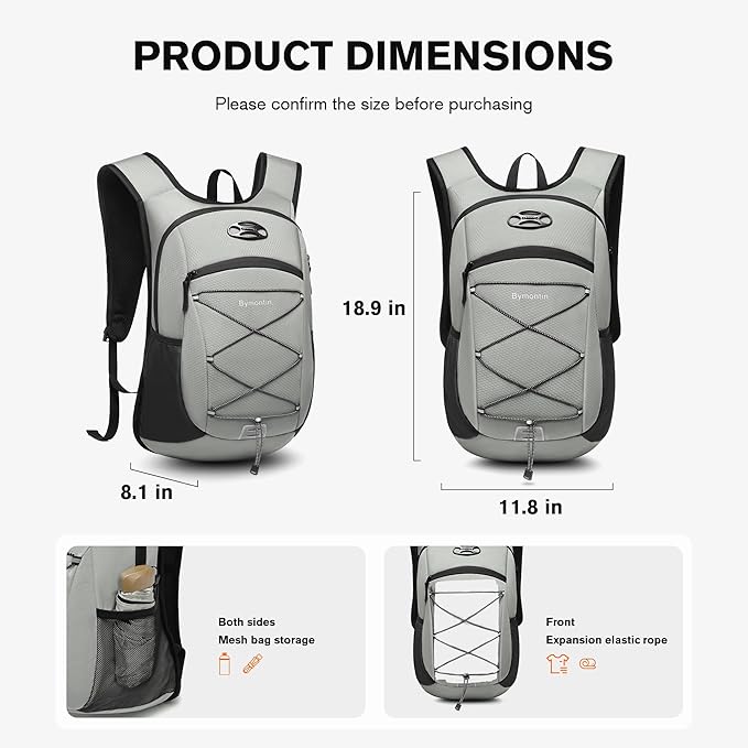 Ultra-Light Soft Daypack 15L/20L, Cushioned Breathable Back Panel Backpack - Image 6