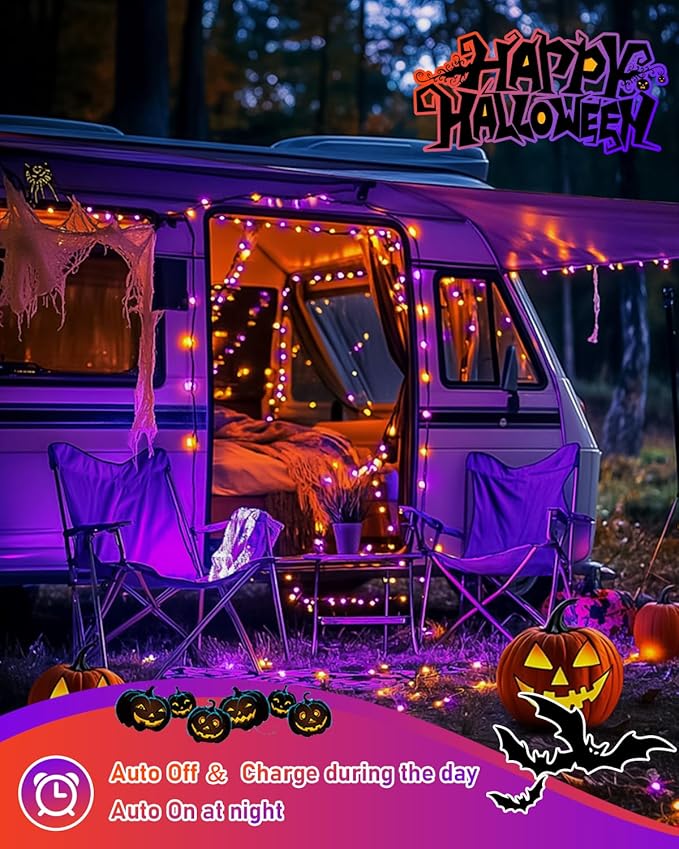 JMEXSUSS 2 Pack Solar Halloween Lights Outdoor Waterproof, Total 66FT 200 LED - Image 8
