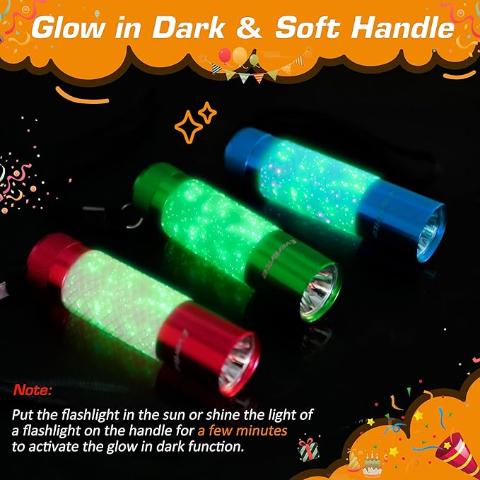 EverBrite 6-Pack Mini Flashlights, Glow in Dark Flashlights, Aluminum LED - Image 3