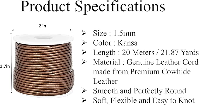 GENIQUE Real/Genuine Round Leather String Cord - Image 3
