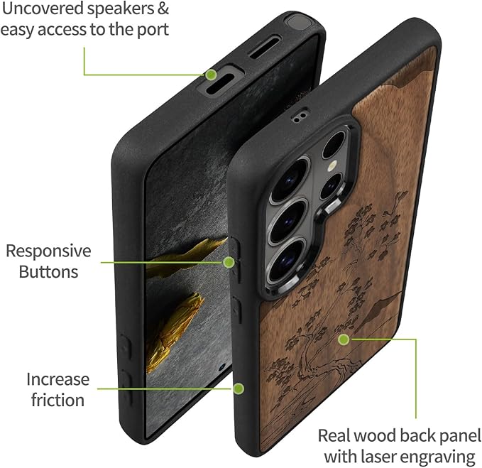 Carveit Magnetic Wooden Case for Samsung Galaxy S26 Ultra Case 2026, TPU - Image 6