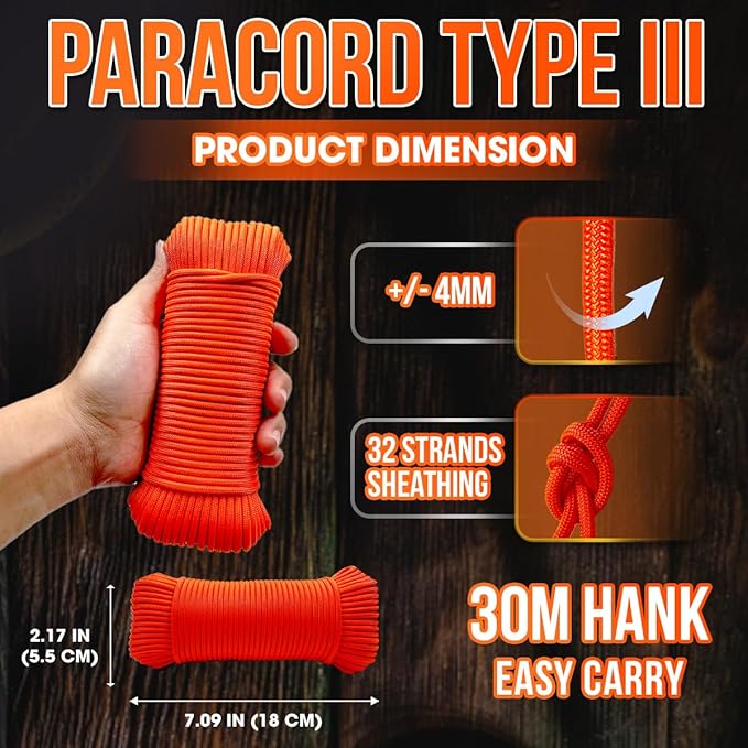High Tensile Paracord Type III Parachute Cord Reflective Paracord Rope Tactical - Image 3