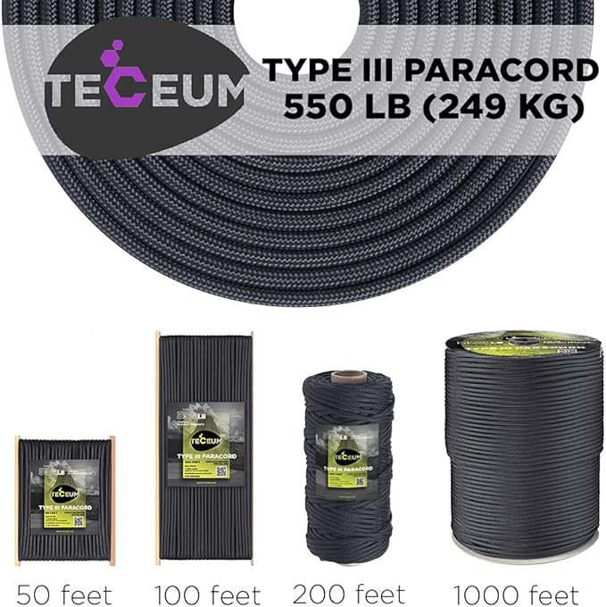 TECEUM Reflective Paracord Rope 1000 – 1000ft/200ft/100ft/50ft – 40+ Colors – - Image 9