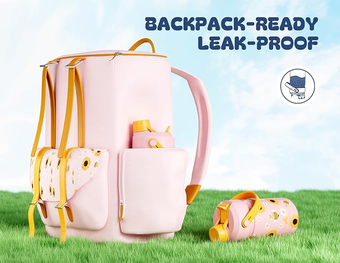 12 oz Kids Metal Water Bottle for School: Leakproof, Insulated Cup - Image 4