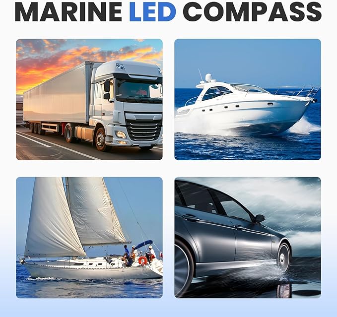 Boat Compass with Magnetic Declination Adjustment, Pivoting Marine Compass - Image 9