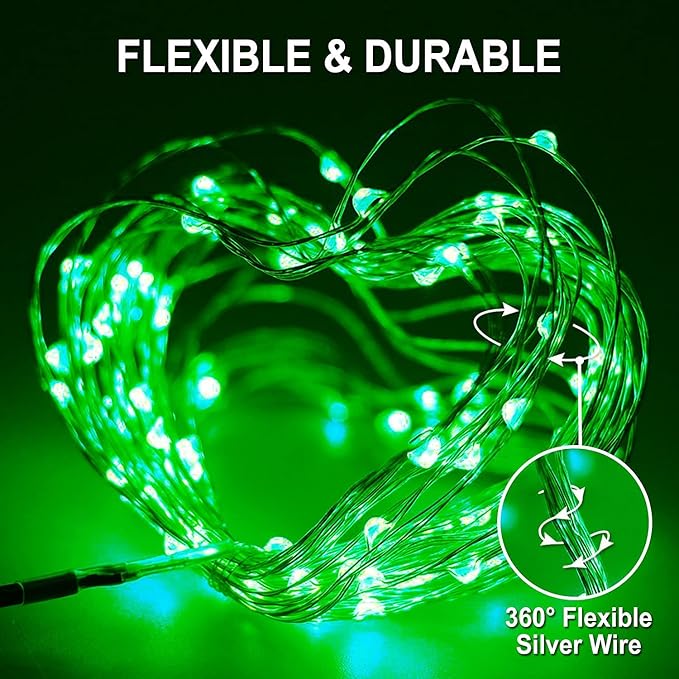 JMEXSUSS 2 Pack St Patricks Day Solar Lights, Each 33ft 100 LED Green Solar - Image 8
