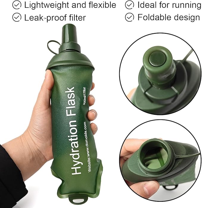 WILDREEDS 500ml Soft Flask, TPU Collapsible Soft Water Bottle - Image 4