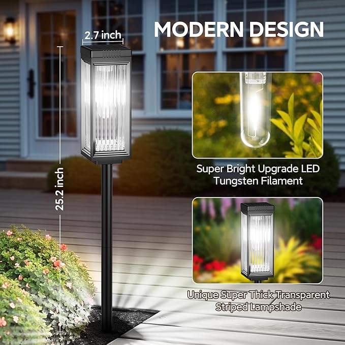 ELECLINK Solar Pathway Lights Outdoor, 4 Pack Upgraded Solar Lights Outdoor - Image 4