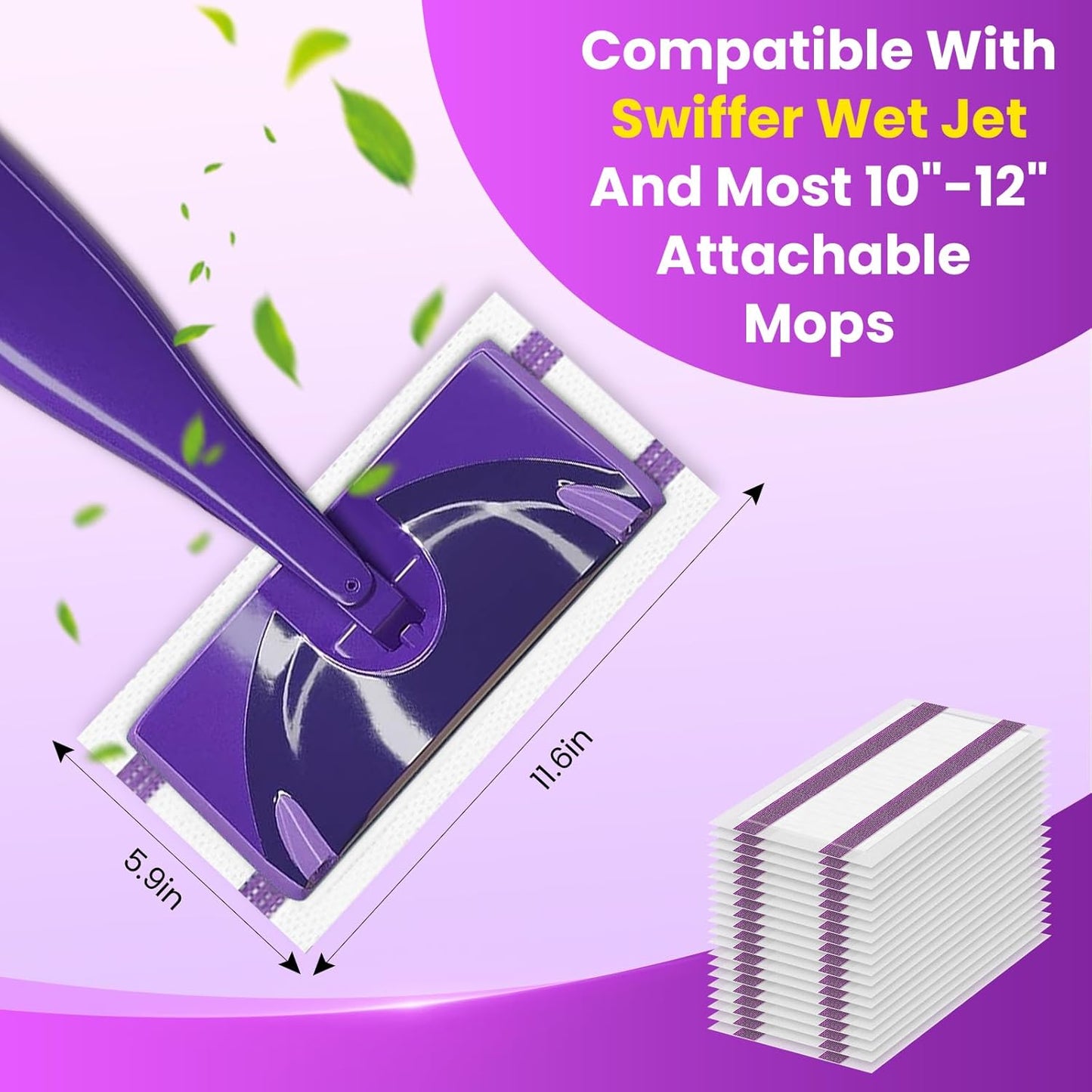 Disposable Wet Pads Refill for Swiffer WetJet Mop,30-Pack Multi-Surface Spray Mop Pad Refills for Floor, Bathroom, Kitchen, Living Room Cleaning, Super Strong Stains Absorption