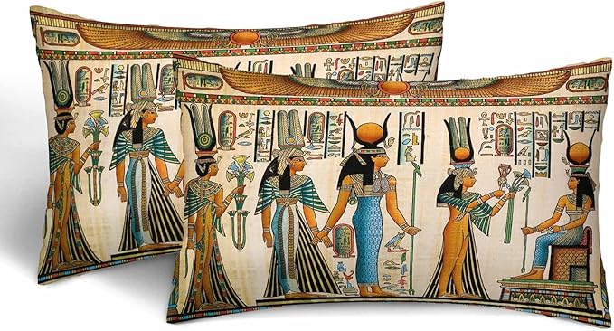 Old Egyptian Empire Couch Pillow Covers 12 X 20 0 Set of 2 Pillowcases by Unknown