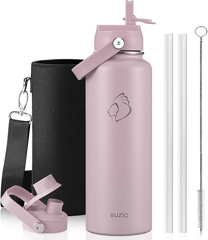 BUZIO 40 oz Water Bottle Insulated, Triple Wall Vacuum Stainless Steel Flask by BUZIO