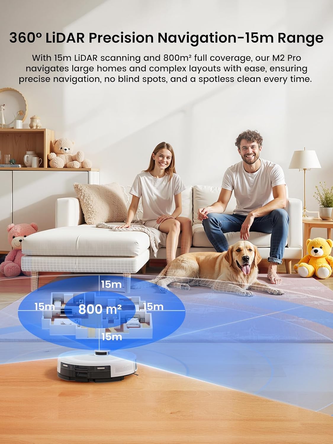 Lefant LiDAR Robot Vacuum and Mop, 45-Day Self-Emptying, 190° PSD Obstacle Avoidance, Customized Cleaning, Multi-Floor Mapping, 5500Pa Strong Suction, 140 Min Runtime, WiFi/Alexa/APP/iWatch, M2 Pro