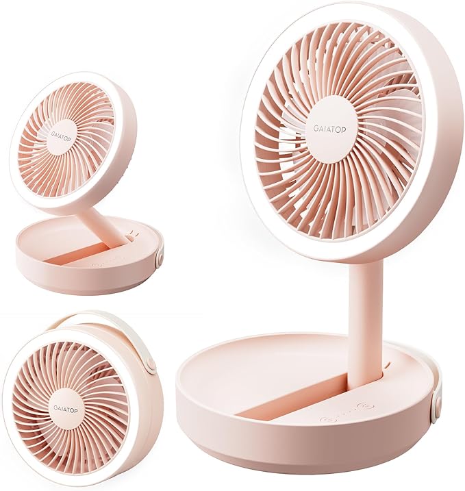 Gaiatop Foldable Small Desk Fan, 6000mAh Battery Powered Portable Fan by GAIATOP