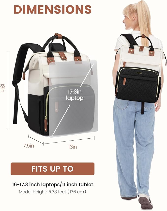 LOVEVOOK Laptop Backpack for Women, 17.3'' Waterproof Nurse Bag Teacher Work - Image 4