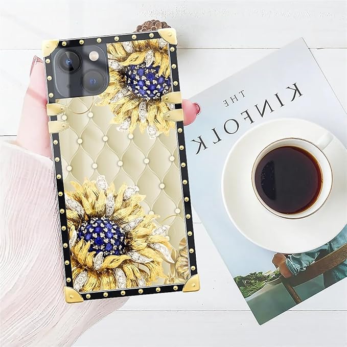 Compatible with iPhone 13 Case, Sunflower Diamonds Leather Luxury Golden - Image 7