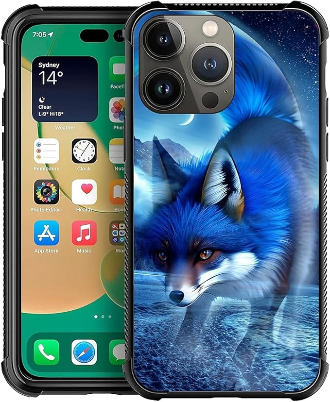 for iPhone 13 Pro Max Case, Snowy Mountain Fox Lake Pattern Graphic Design Girl by FKBRCL4U