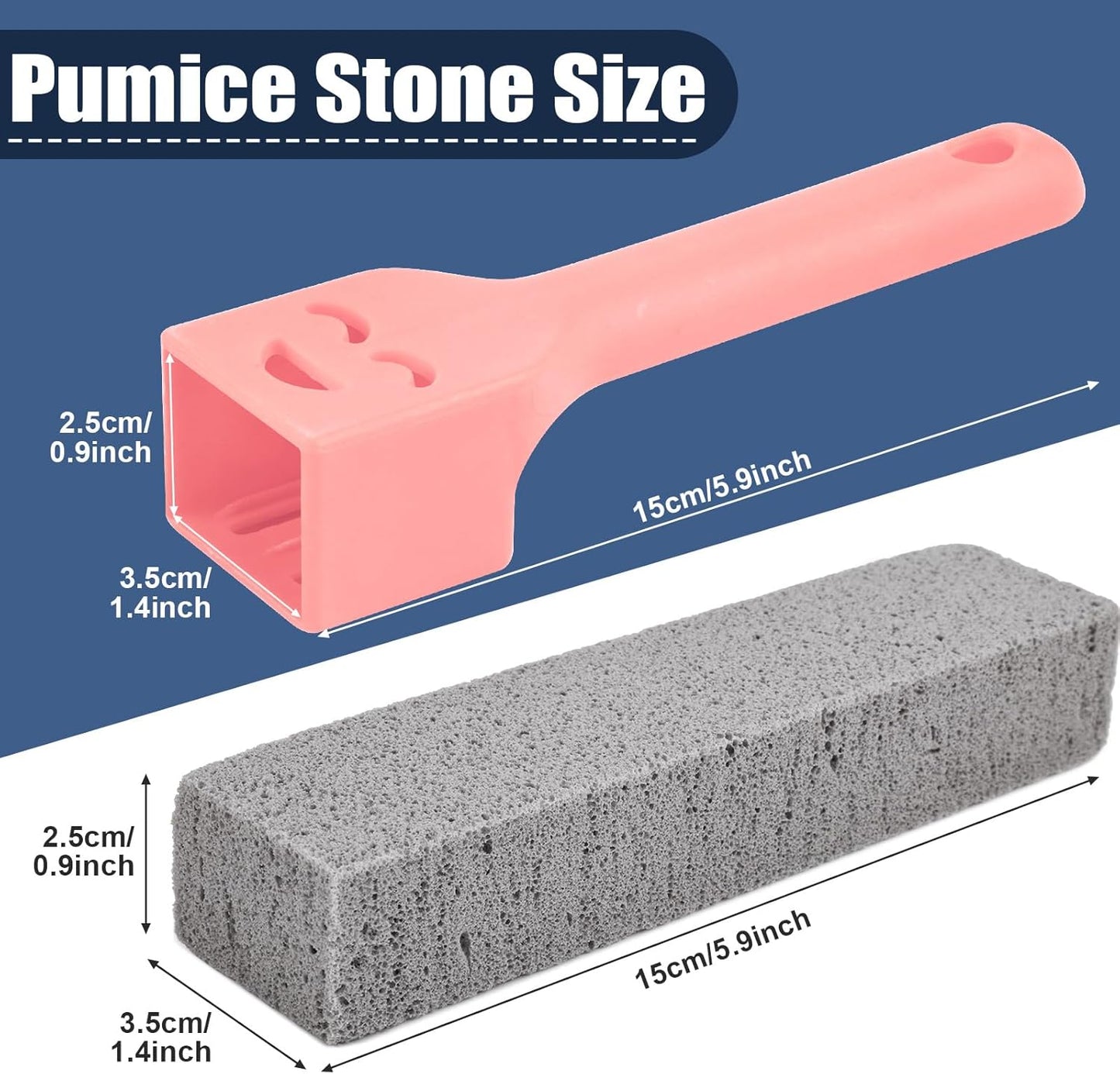 Navona 34 Pack Pumice Stone Scouring Sticks with 3 Universal Handles, Grey Pumice Stone for Cleaning Toilets, Bathrooms
