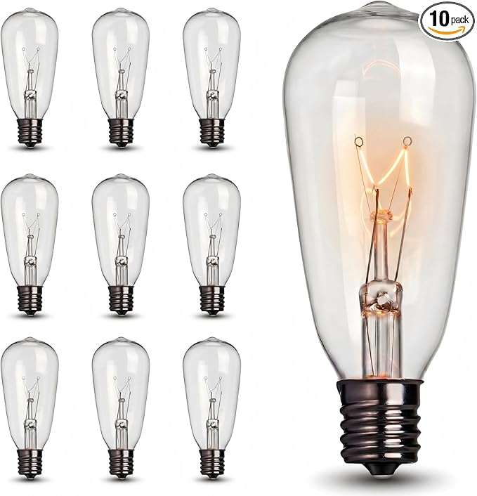 10 Pack ST40 Replacement Bulbs for Outdoor String Lights, 7W E17 Intermediate by Konictom