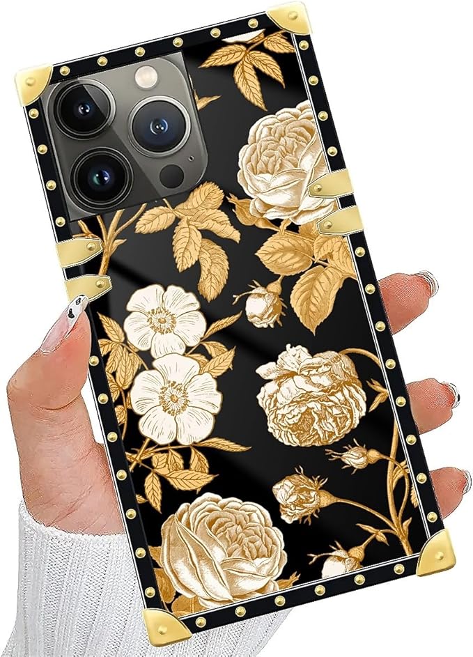 Compatible with iPhone 14 Pro Case, Blooming Rose Golden Flower Luxury Golden - Image 6