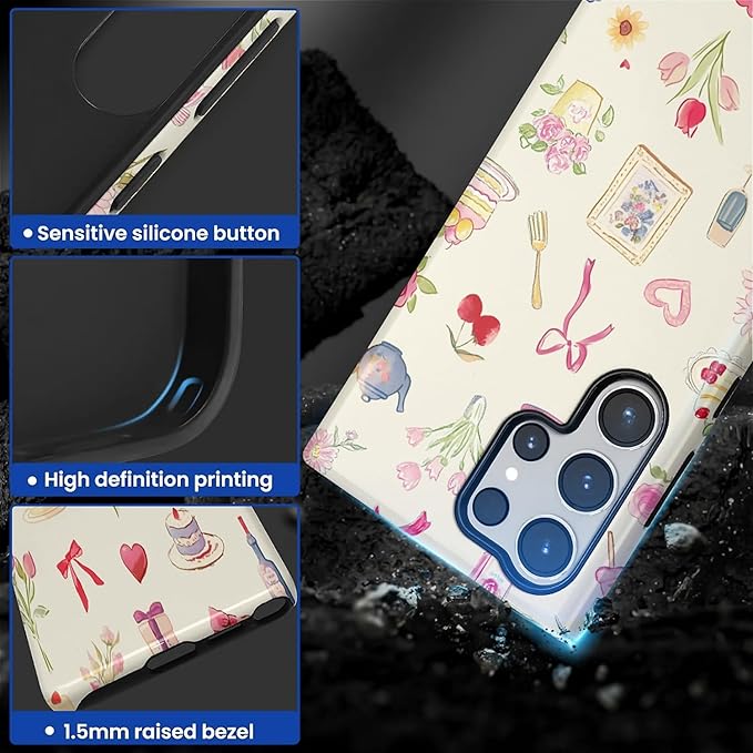 for Samsung Galaxy S24 Ultra Case, HL2 Aesthetic Bow Preppy Collage Hybrid 2 - Image 3