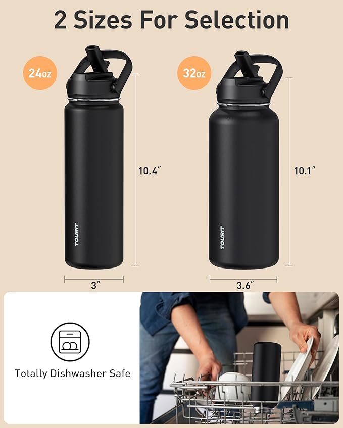 TOURIT 32 oz Insulated Water Bottle, Stainless Steel Bottle - Image 6