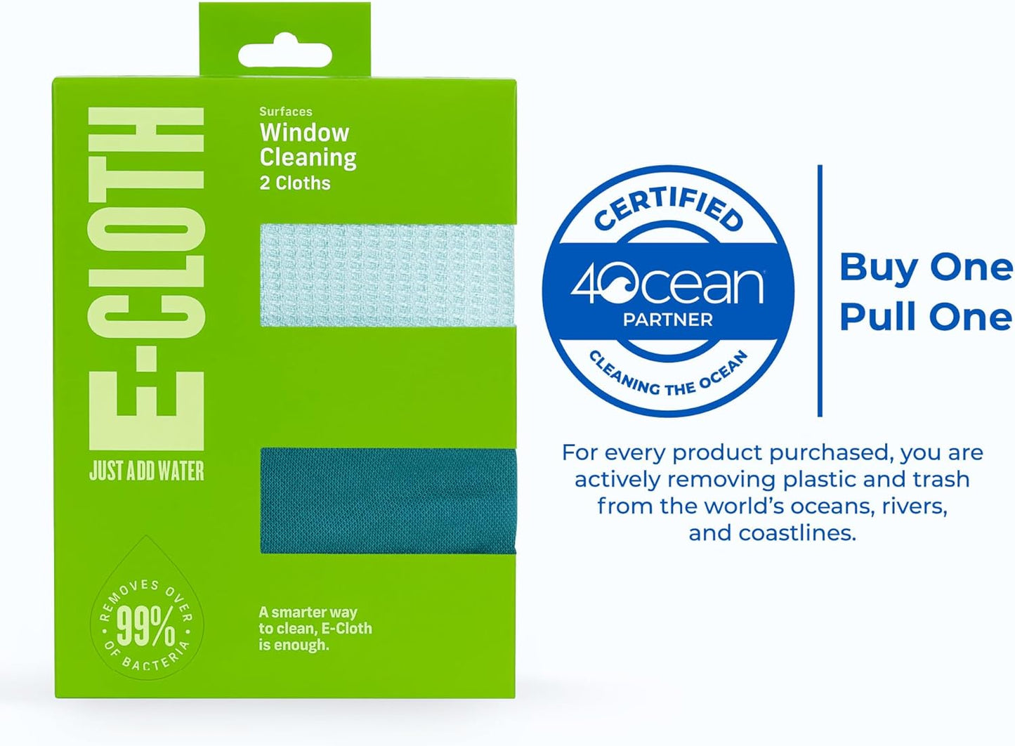 E-Cloth Microfiber Cleaning Cloth Glass Kit - Microfiber Towel Window Cleaning Kit - Microfiber Towels for Cars, Windows, Mirrors, & More - Winter Green