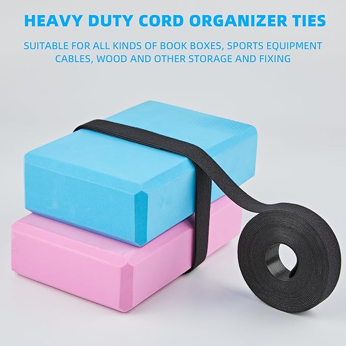 30 Ft x 1 inch Hook and Loop Roll, Reusable Fastening Cable Ties, Office and - Image 5