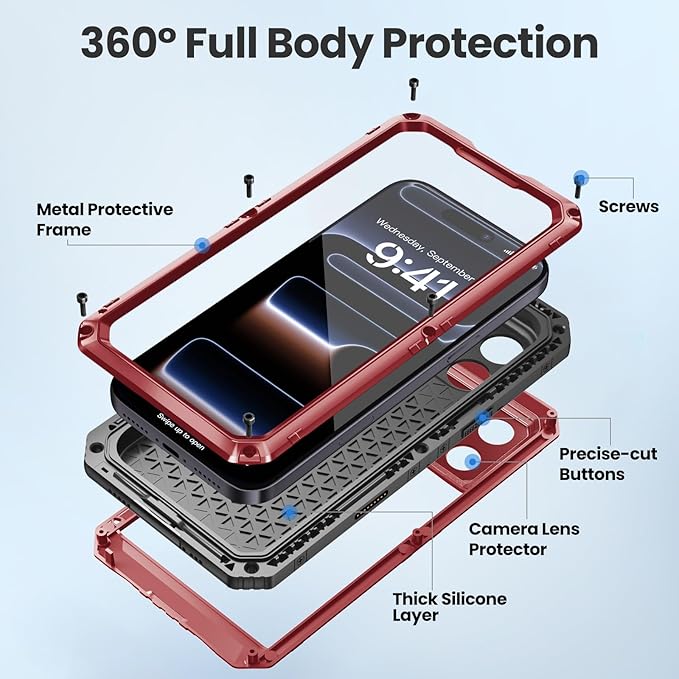 Mitywah Waterproof Case for iPhone 17 Pro Max, Rugged Metal Case - Image 5