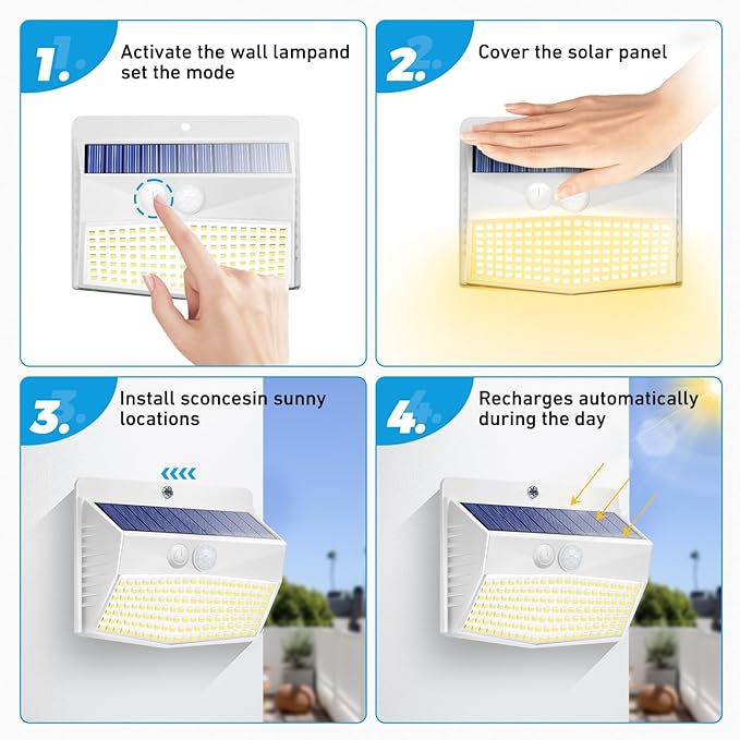 Peasur 16 Packs Solar Outdoor Lights Motion Sensor Solar Security Lights - Image 5