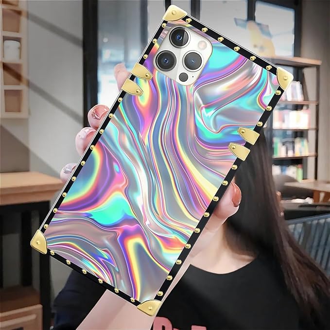 Compatible with iPhone 12 Case, Holographic Abstract Iridescent Textures Luxury - Image 7