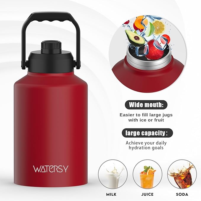 WATERSY Half Gallon Water Bottle Insulated, BPA Free&Leak Proof, 64oz Stainless - Image 5