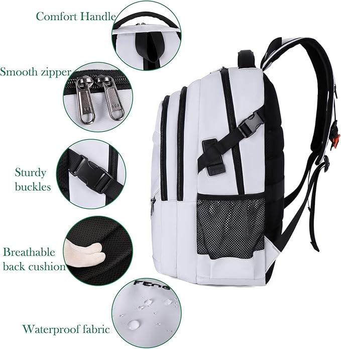 FENGDONG Durable Waterproof Travel Laptop Backpack 17.3 inch, Large College - Image 4