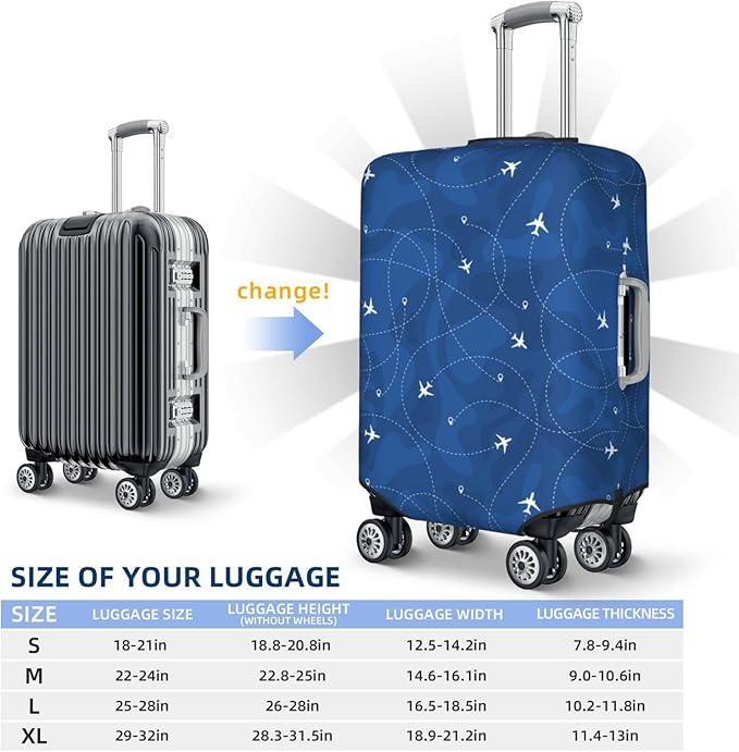 Travel Luggage Cover with Airplane & Route Pattern, Suitcase Protector - Image 6