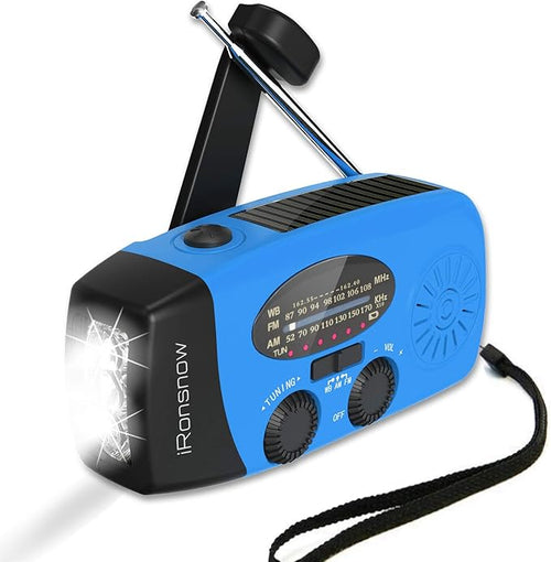 2000mAh Weather Emergency Radio, Portable Solar AM/FM/NOAA Hand Crank Radio by iRonsnowOfficial