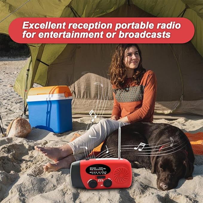 Emergency Hand Crank Radio, 2000mAh/7400mWh NOAA Weather Radio Battery Operated - Image 5