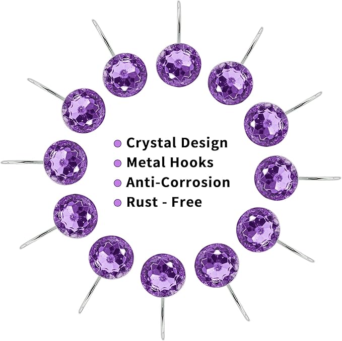 MitoVilla Purple Shower Curtain Hooks Rings, Metal Shower Hooks - Image 4
