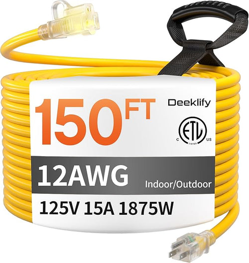 12 Gauge 150 FT Heavy Duty Outdoor Extension Cord Waterproof by Deeklify