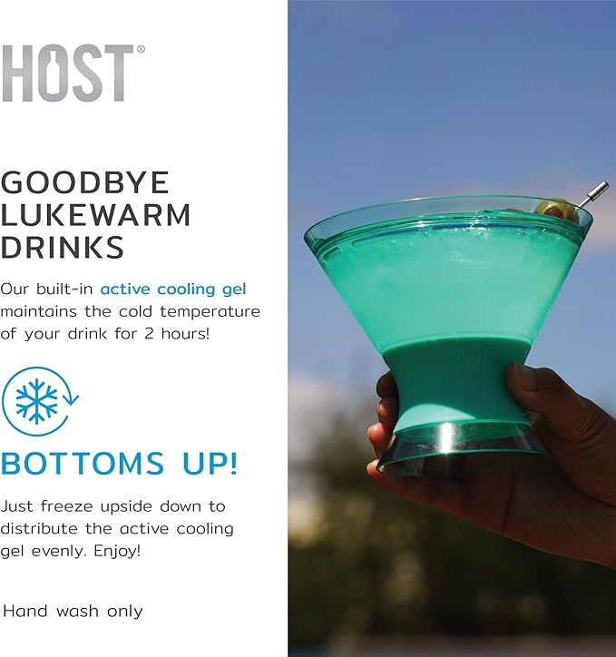 HOST Freeze Insulated Martini Cooling Cups, Plastic Freezer Gel Chiller Double - Image 8