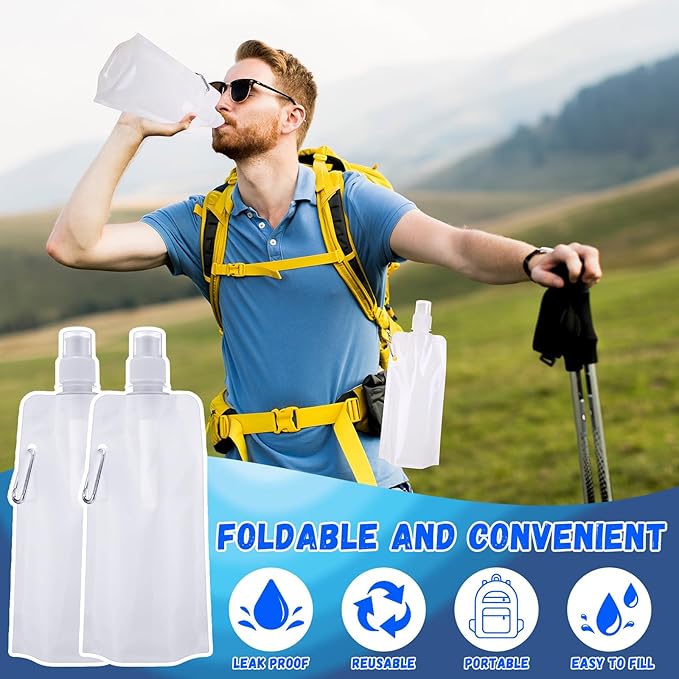 Teenyyou 24 Pack Collapsible Water Bottles Bulk 16oz Foldable Water Bottles - Image 5