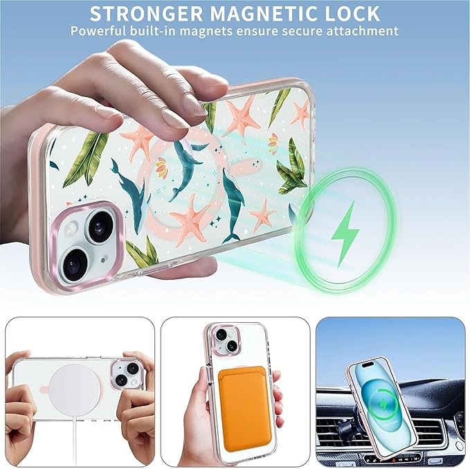 Case for iPhone 14 Plus/15 Plus, Sealife Whale Ocean Wildlife Clear Phone Case - Image 3