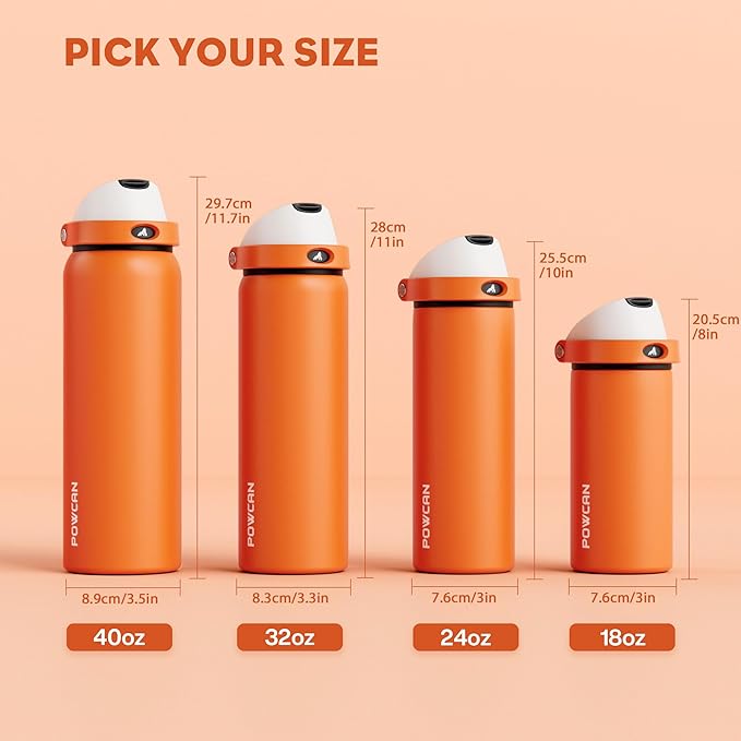 POWCAN 18 oz Steel Insulated Water Bottle: 2-in-1 Push-Button Spout & - Image 8