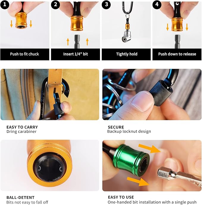Katerk Bit Holder Key Chain Cool Gadgets, Gifts Drill Bit Holder, 1/4 Hex Bit - Image 5