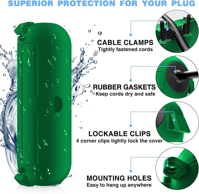 Flemoon Outdoor Extension Cord Safety Cover, IPX4 Weatherproof Electrical Box - Image 8
