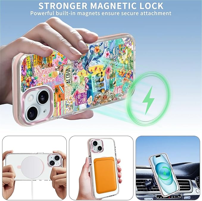 Case for iPhone 14 Plus/15 Plus, Hawaii Aloha Cover Coastal Beach Collage Phone - Image 3