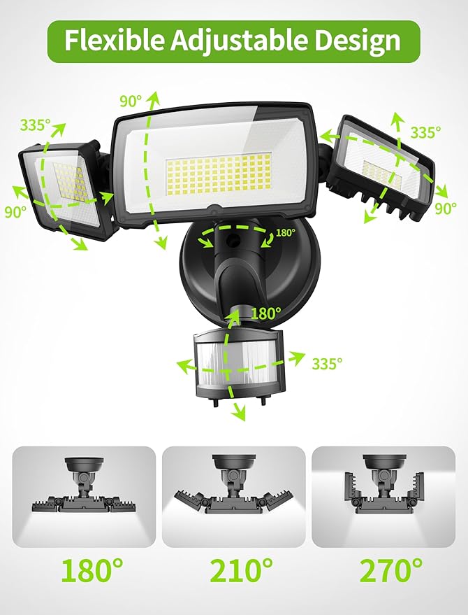100W LED Security Lights, 11000LM Hardwired Flood Lights - Image 7