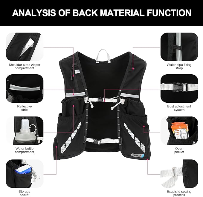 INOXTO Running Hydration Vest Backpack, Lightweight Insulated Pack - Image 3