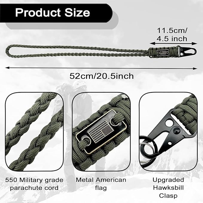 DDOUT Heavy Duty Paracord Lanyard 550 Paracord Braided Keychain - Image 4