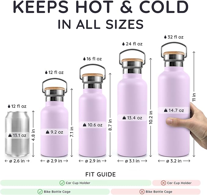 Bambaw Insulated Water Bottle 16 oz, Stainless Steel Water Bottle - Image 5