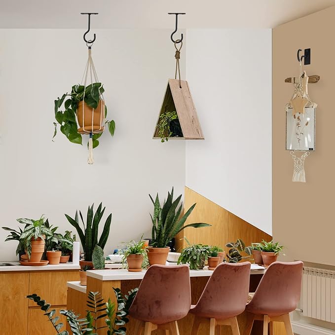 2Pcs 2.5in Ceiling Hooks for Hanging Plants Black - Image 2