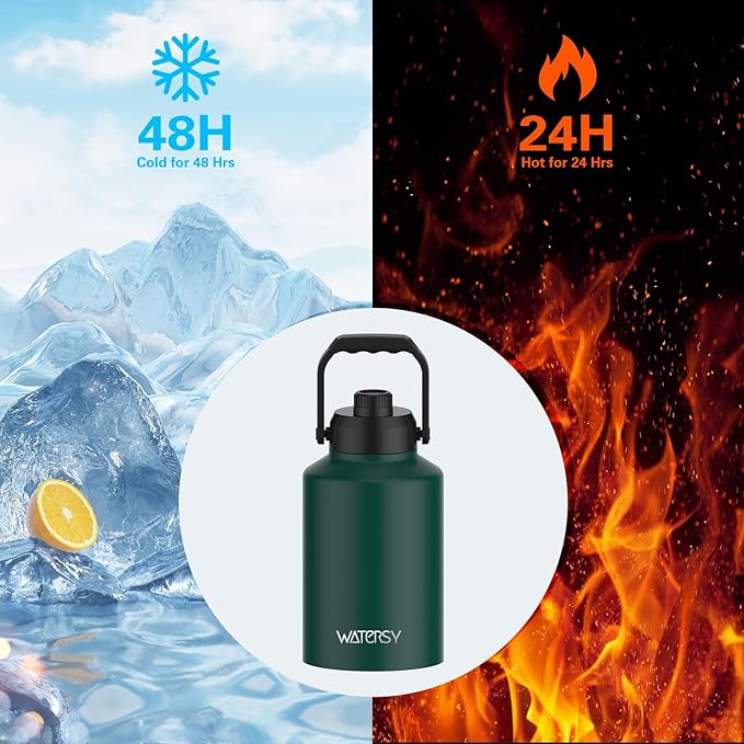 WATERSY Half Gallon Water Bottle Insulated, BPA Free&Leak Proof, 64oz Stainless - Image 2
